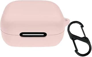 جراب حماية من السيليكون الناعم لسماعات Anker Soundcore R50i NC/P30i، مقاوم للصدمات مع ميدالية، إضاءة LED أمامية ظاهرة (وردي)