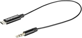 3.5mm Male TRS to USB-C Stereo or Mono Microphone and Audio Adapter Cable 9" (22.86cm) (SR-C2001)