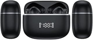 سماعات أذن ZenVibe M16 لاسلكية بالكامل مع خاصية إلغاء الضوضاء النشطة (ANC) - بلوتوث 6.0، شاشة LED وصوت جهير عميق Hi-Fi