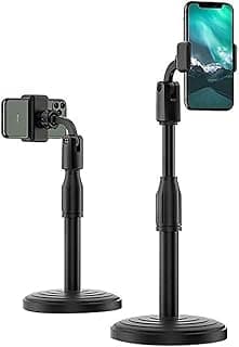 360 Degree Rotating Mobile Stand - Compatible with All Types of Smartphones - Black - Modern Design - Office Use