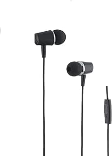 Ivon KX2110 Metal Stereo Earphones with 3.5mm Jack and Speaker diameter of 10mm, 1.2 Meters - Black, Wired