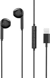 RP-BH1005 Wired Earphones with Lightning Connector – Premium In-Ear Audio, Built-In Microphone, 18-Month Warranty – Black