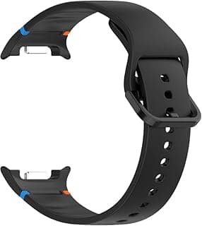 Silicone Watch Strap Compatible with Samsung Galaxy Watch 8 40mm 44mm and Watch 8 Classic 46mm Stitching Design Durable Soft Replacement Band Black Medium Size