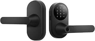 قفل ذكي U300، قفل باب ببصمة الإصبع بدون مفتاح، يدعم Matter و Home Key، مقبض قفل، NFC، بلوتوث، حماية PIN مضادة للتجسس، أسود