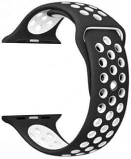 Sport Band Compatible with Apple Watch Band 42mm 44mm 45mm 46mm 49mm, Soft Silicone Replacement Strap for Apple Watch Series 4/5/6/7/8/9/10/11/Ultra 2/3 - Black/White