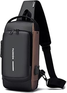 Casual Backpack with USB Strap Anti-Theft Waterproof Chest Shoulder Bag Multiple Pockets Password Lock