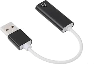 كارت صوت خارجي USB من جولدن تك، محول من USB إلى مقبس 3.5 مم، أسود