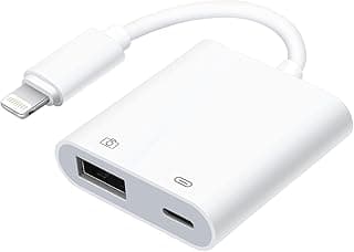 Lightning to USB Camera OTG Adapter With Charging Port for iPhone/iPad, Card Reader, Flash Drive, Keyboard, Mouse - Plug and Play