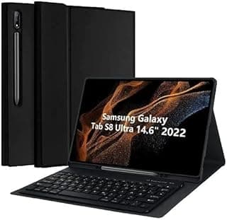 برو ايليت حافظة كيبورد بلوتوث لجهاز جالكسي تاب S10/S9/S8 الترا 14.6 انش، غطاء كيبورد بلوتوث لاسلكي قابل للفصل لسامسونج جالكسي تاب S10/S9/S8 الترا 14.6 انش SM-X900/X906، اسود