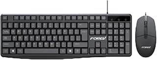 كيبورد وماوس سلكي بمنفذ USB، لون أسود، عربي + انجليزي FV-69