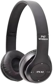 Wireless Bluetooth Gaming Headset - P47, Over Ear Stereo Music Over-Ear Headphones with Memory Card Support, Gaming Headphones Built-in Mic for Laptop Phone PC (Black)