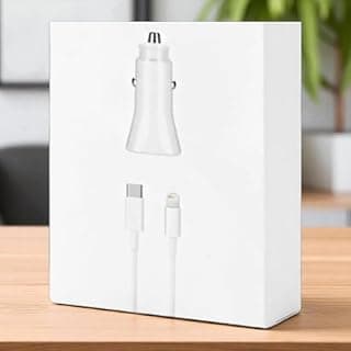 شاحن بقوة ( 20 ) وات. مع كابل Type C إلى L بطول 1 متر 2 منفذ pd - لون ابيض