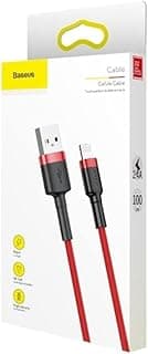 باسيوس كابل لايتنينج USB لاجهزة ابل اي ماك (ريتينا 4K، 21.5 بوصة، 2019 وما بعدها) شحن سريع 2.4 امبير - 1 متر - احمر