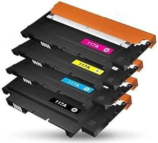 خراطيش حبر متوافقة 117A، عبوة من 4 ألوان CMYK، لسلسلة اتش بي كولر ليزر 150A، 150NW، MFP 178NW، 179FNW، 1000 صفحة