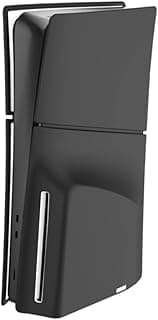 Silicone Skin Cover for PS5 Slim Console, Protective Case Dustproof Anti-Scratch Faceplates Shell Soft Silicone Sleeve for PS5 Slim Disc Edition (Black)