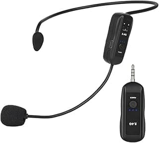 Wireless Microphone with Headset, 2.4GHz Transmitter, Headset Microphone for Communication and Call Centers