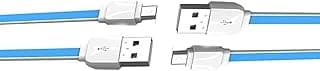 طقم 2 قطعة كابل شحن سريع ونقل بيانات Xs-07 مسطح من Micro إلى USB A طول 1 متر للمنتجات الرقمية، الهواتف المحمولة، MP3، والساعات - أزرق