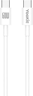 كابل CB122 من USB-C إلى USB-C، شحن سريع 60W، نقل بيانات عالي السرعة، مادة TPE مرنة، طول 1 متر، أبيض