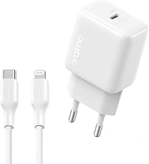 طقم شاحن OCW-5202ECL بشحن سريع بقدرة توصيل طاقة 22.5 وات ومنافذ USB-C وUSB-A يتضمن كابل طويل من اورايمو، أبيض