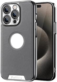 Luxury Leather Case for iPhone 13 6.1 Inch with Silicone Edges Anti-Scratch Shockproof Hybrid Slim Lightweight Durable Full Body Protection Cover (Grey)