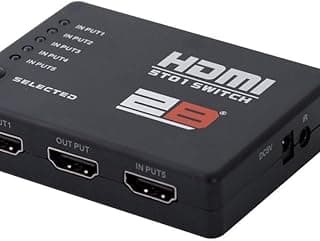 موزع HDMI 5 في 1 من 2B (CV868) مع ريموت كنترول - تشغيل 5 أجهزة HDMI في منفذ واحد - أسود