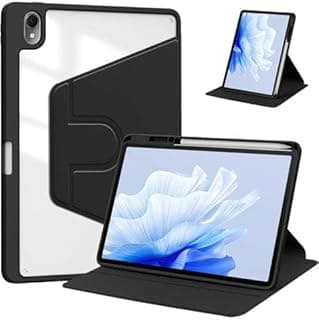 جراب حماية مقاوم للصدمات لهواوي MatePad SE 11 - حامل دوار 360 درجة، ظهر شفاف مع مكان للقلم، غطاء نحيف مانع للانزلاق