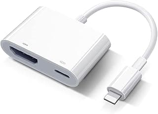 محول لايتنينج رقمي AV [معتمد من ابل MFi] محول HDMI للايفون والايباد للتلفزيون، كابل لايتنينج إلى HDMI للتوصيل والتشغيل لايفون 14/13/12/SE/11/XS/XR/X/8/7/ايباد للتلفزيون/شاشة/بروجيكتور
