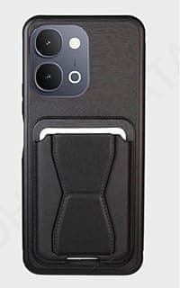جراب حماية لموبايل VIVO Y31D، مزود بستراب مغناطيسي متعدد الوظائف بتصميم عمودي وأفقي، نمط رفيع ولطيف من السيليكون مع مسند حماية للموبايل(أسود)