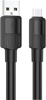 كابل شحن ونقل بيانات 2.4 امبير بمنفذ USB نوع A إلى مايكرو لموبايلات سامسونج وهواوي وشاومي وأوبو من هوكو لون أسود بطول 1 متر موديل X84
