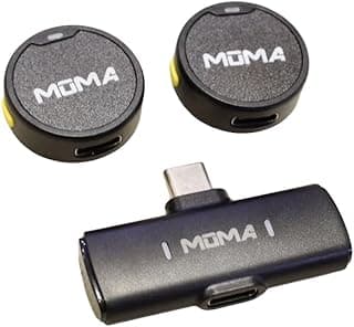 Moma_ Lark Mix Wireless Microphone Set with Receiver and 2 Mics, Sutaible for Mobile,Camera,Tablet Black