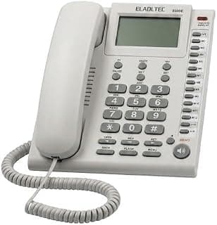 ELADLTEC 930BE Heavy-Duty Corded Landline Telephone, Grey, with Caller ID Display, Speakerphone, 16 Ringer Melodies and Alarm Clock
