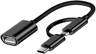 Dual OTG Micro USB and Type-C to USB - Data Transfer Cable and Fast Charging - Connect Flash Drive Mouse and Keyboard Durable Metal Design Plug & Play - Color As Per Stock