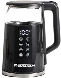Mediatech Purex 1.7 L Digital Smart Glass Kettle – 2200 W | Automatic Lid Opening | Auto Shut-Off – Black (MT-KDP005)