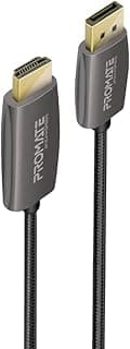 Promate displayport to hdtv moniter cable, uhd 4k@60hz dp to hdmi video display cord with gold platted connectors, 2m nylon braided cable, 18gbps transmission speed for imac, lenovo, hp,prolink-dp-200