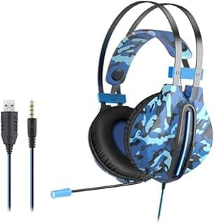 Ovleng GT-62M Wired-Ear Ultimate Gaming Headest with Immersive Sound, Noise Canselling Mic,Comfortable Earmuffs And Practical Performance Compatible Various Of PUBG PC, Laptops - Camouflage (Blue)