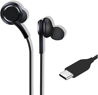 سماعة أذن داخلية متوافقة مع جميع أجهزة USB-C - تصميم أنيق - أسود