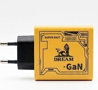 شاحن سريع من دريم بقوة 120 واط بتقنية GaN مع كابل متعدد الاستخدامات 4 في 1، محول USB-C إلى USB-C/Lightning/USB، شحن فائق السرعة لأجهزة الكمبيوتر المحمولة، وأجهزة iPhone، وأجهزة Android، لون أصفر