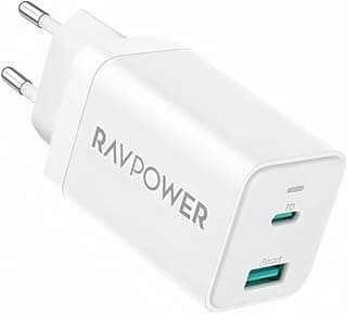 شاحن حائط RP-PC171 بمخرجين USB نوع A ونوع C بقوة 45 واط من راف باور، أبيض