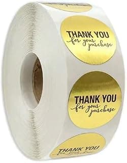 Thank You for Your Purchase Round Gold Stickers, 1 Inch, Self-Adhesive Labels for Gift Wrapping, Candy Bags, Packaging (100 Stickers)