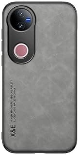 Phone case compatible with Vivo V50 5G Skin Feel Magnetic premium pu Leather and slim soft protective Back Phone for Vivo V50 5G (Gray)
