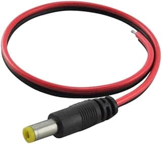 Male DC Connection Cable, Red and Black Wire, Power Connector with DC Plug for Cameras and Electronics Devices
