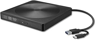 External DVD CD Drive, USB 3.0 Type C Portable CD/DVD +/-RW Drive, DVD/CD ROM Disk Burner Player Writer for Laptop, Desktop, Mac, Windows, Macbook Mac OS, Linux