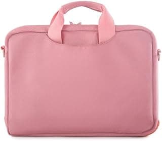 شنطة لابتوب Elite Bags وردي مقاس 14.1 بوصة ببطانة مخملية ناعمة، حزام كتف وجيب أمامي كبير