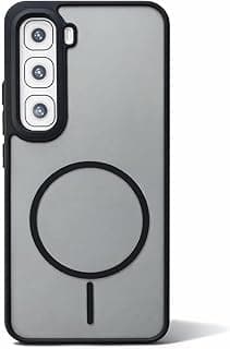 جراب موبايل مطفي لهاتف INFINIX HOT 60 / HOT 60I مع حماية للكاميرا، غطاء نحيف مضاد للصدمات، حلقة مغناطيسية ديكورية (لا يدعم الشحن اللاسلكي) (أسود)