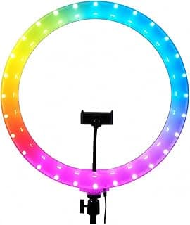 Professional RGB LED Ring Light Model 3D-33 with Multi Color Lighting, Built in Phone Holder & 360° Rotation Perfect for Livestreaming,Photography and Professional Content Creation