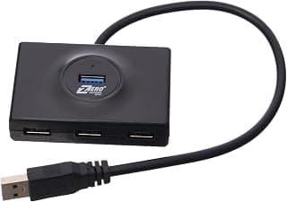 ZERO ZR 304 موزع USB 3.0 بـ 4 منافذ - موزع بيانات فائق النحافة مع كابل تمديد 1.2 متر - أسود