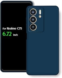 For Realme C75 4G Silicone Back Color Cover,Camera Protection From Shocks From TPU Compatible For Realme C75 4G (6.72") (Navy)