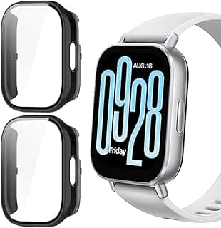 جراب حماية Blueshaweu متوافق مع ساعة شاومي Redmi Watch 5 Active/Watch 5 Lite، جراب صلب مع واقي شاشة زجاجي (أسود، مقاس 1.96 بوصة)