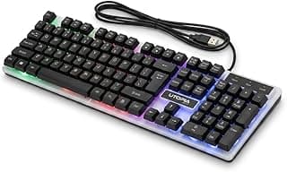 كيبورد العاب سلكية كاملة الحجم باضاءة خلفية RGB مع لوحة ارقام مدمجة وتاثيرات اضاءة LED بالوان قوس قزح، موديل BA-505