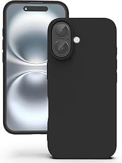 جراب سيليكون لهاتف iPhone 16 Plus، ملمس ناعم، ضد الصدمات، مقاوم للأتربة، جراب حماية كامل للجسم لهاتف ابل iPhone 16 Plus - أسود